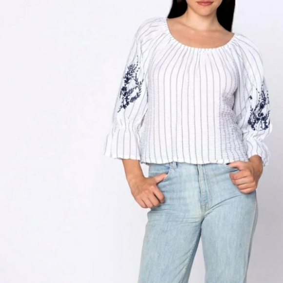 XCVI Striped Off the Shoulder Top - Picture 9 of 10